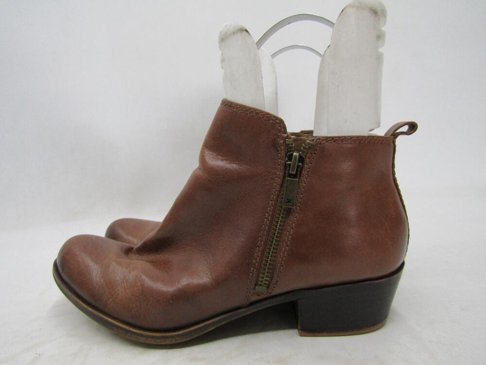 Lucky Brand Womens Size 8.5 M Brown Leather Zip Ankle Fashion Boots Bootie